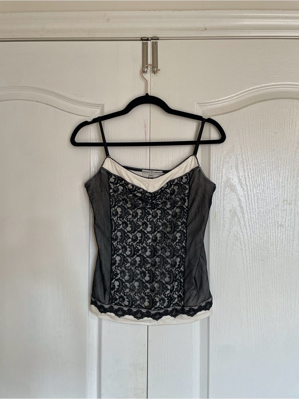 🔥Rare Vintage Le Château cYc Y2K Contrast Double Layer Lace Mesh Camisole Top M🔥